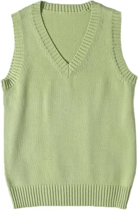 ZUEVI Women's Sweater Vest Classic V Neck Uniform Pullover Knitwear Tops Sleeveless Knitted Sweaters Vests